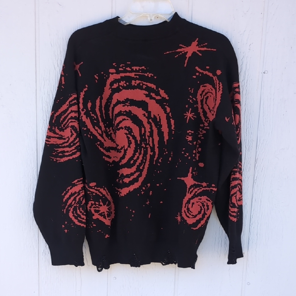 Amazon Black and Red Cosmic Men's Crewneck Sweater